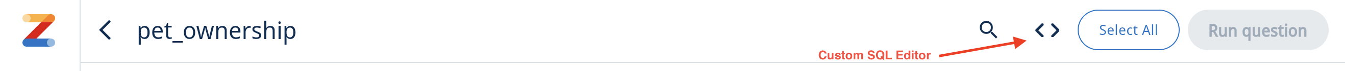 SQL editor mode in Zing Data showing SQL query writing interface